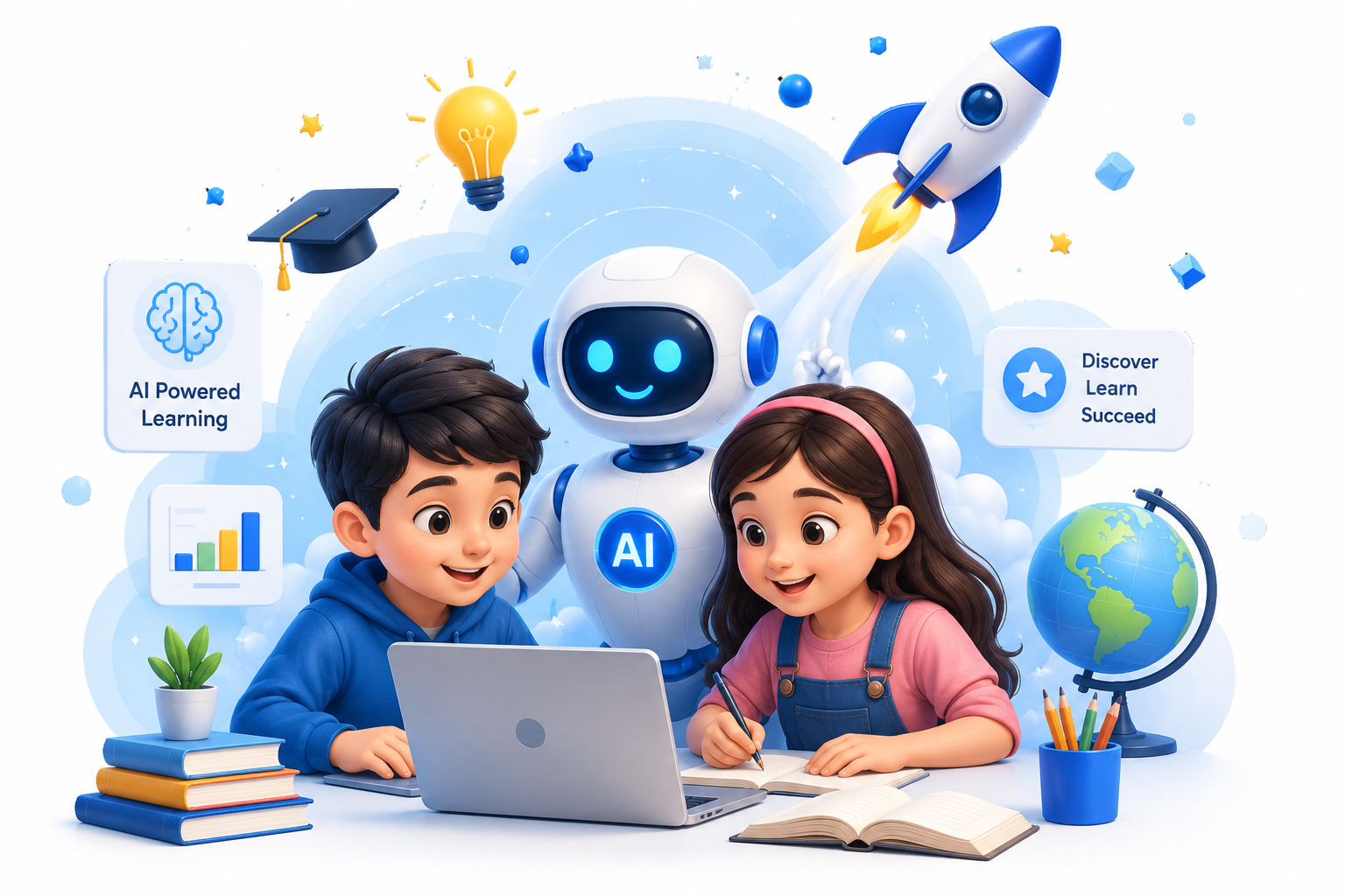 Children learning through AI powered personalized education at Junior Hope
