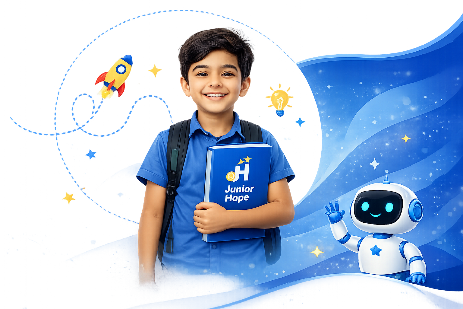 Smiling child using AI powered talent assessment platform, Junior Hope