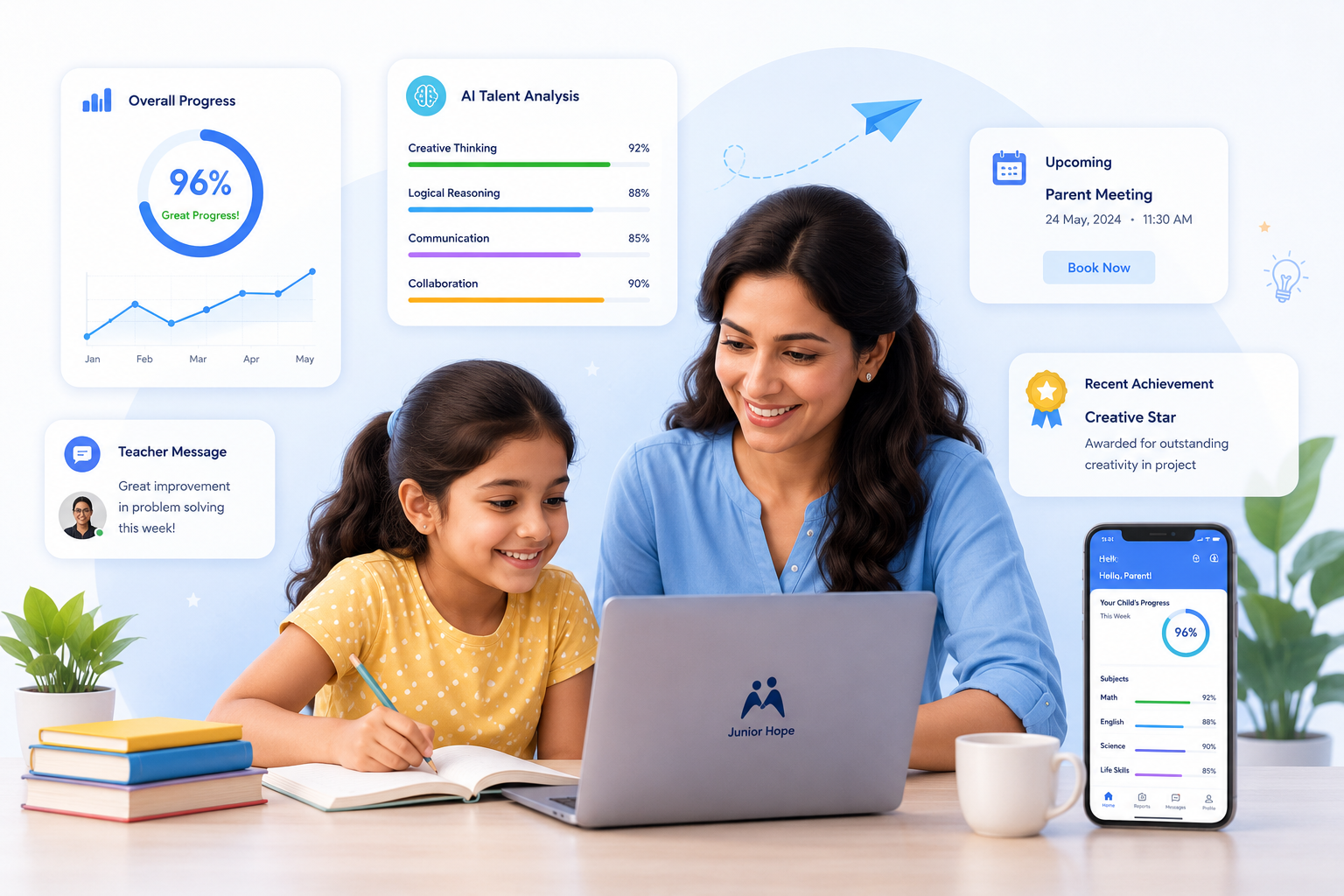 Parents using Junior Hope parent dashboard
