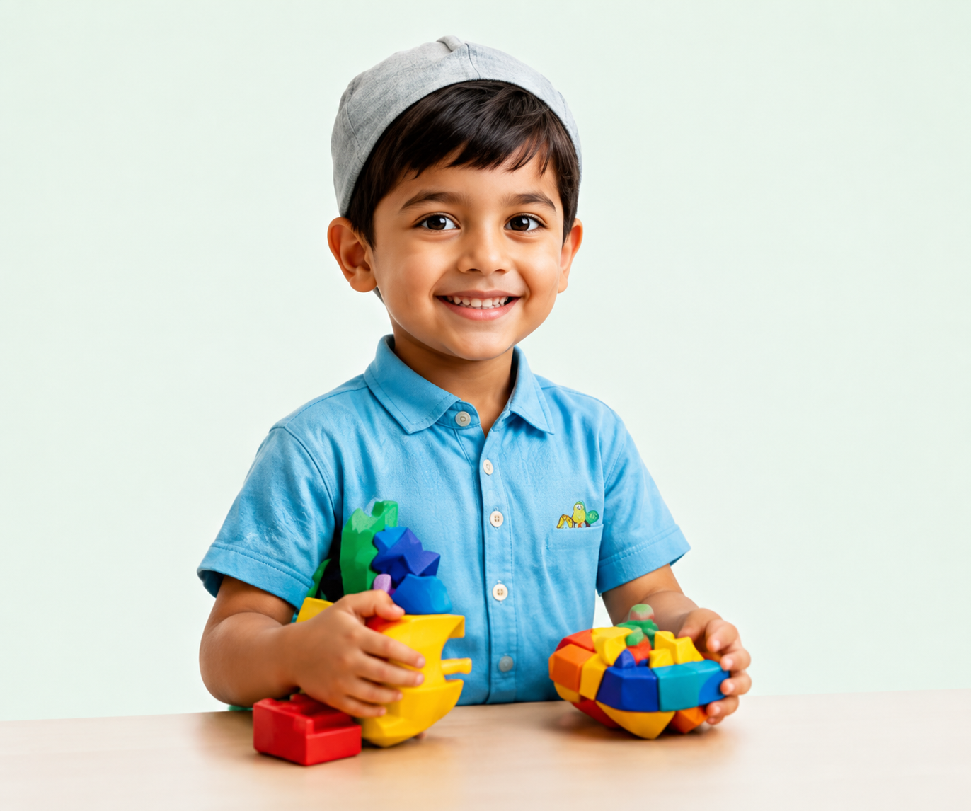 Preschool child in play-based learning activity, Junior Hope LKG-UKG program